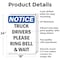Signmission Truck Drivers Please Ring Bell And Wait OSHA Notice Sign, Aluminum, 18in W x 24in L, 2PK OS-2PACK-NS-A-1824-V-16766 - alternate 5